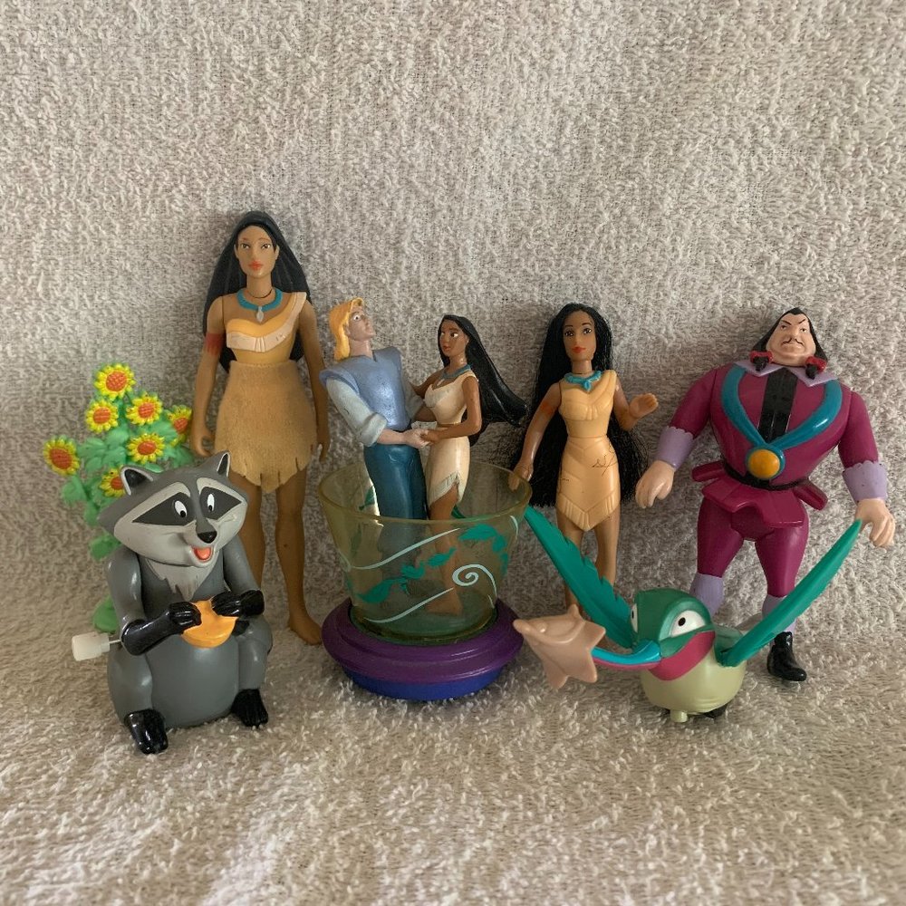 Vintage 90s Disney Pocahontas Figures plus Bonus Little Library Book Set